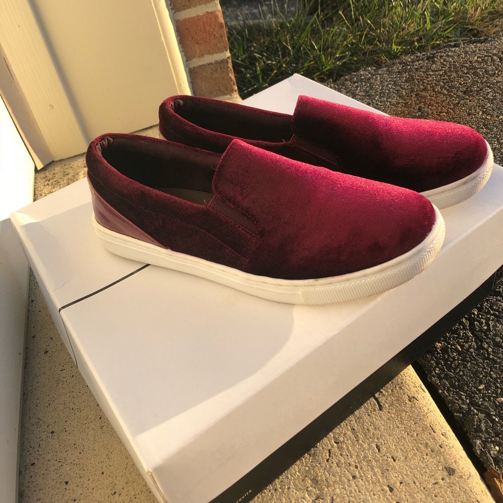 Maroon Velvet Slip on Skate Shoe